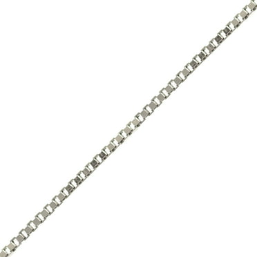 Brilliant Bijou 10k White Gold .7mm Box Chain Necklace 22 inches 